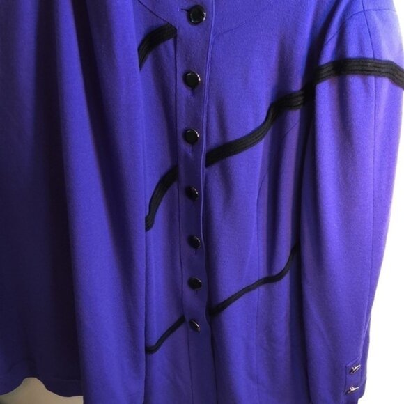 Vintage Size 12 Louis Feraud purple wool blend skirt suit - Picture 3 of 11